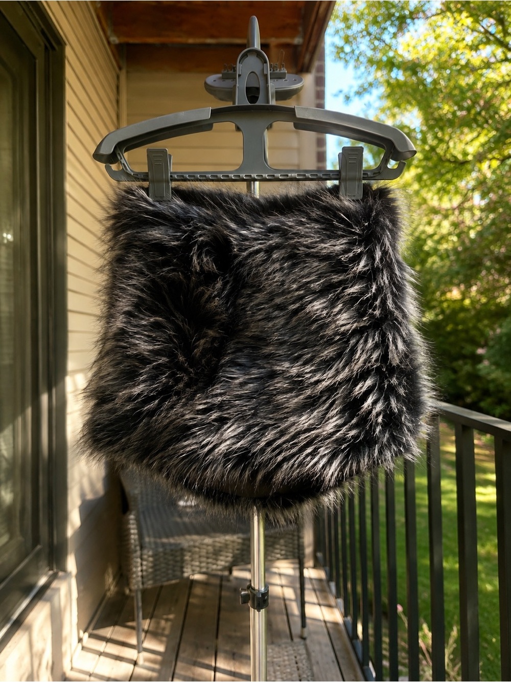Express Faux Fur Infinity Scarf in Charcoal and white ash Tones